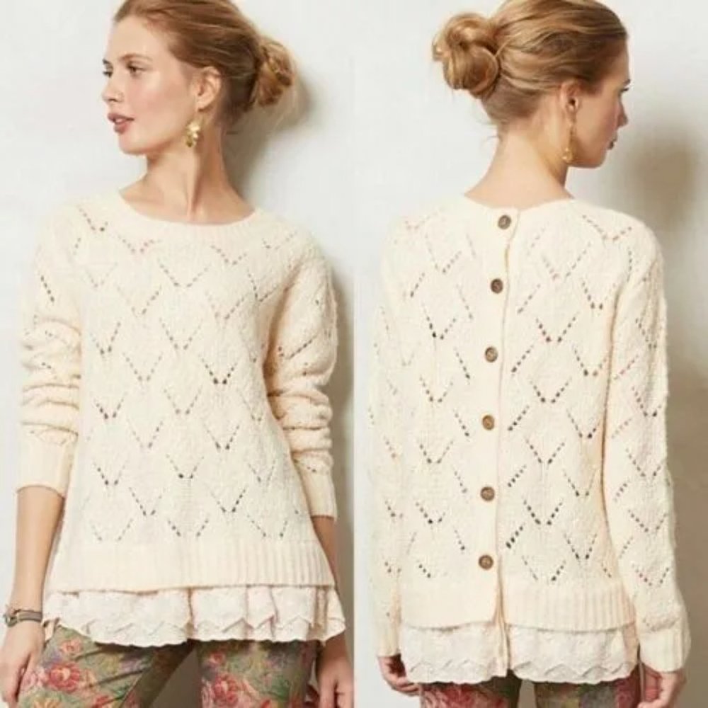 Anthropologie Lili's Closet Button Back Sweater XS